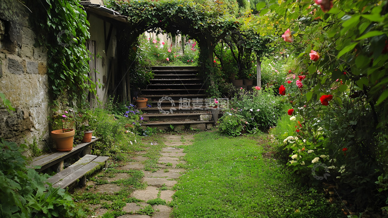 高清大图下载【趣麦麦图】幽静的植物庭院