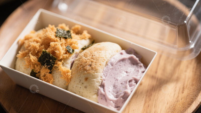 高清大图下载【趣麦麦图】紫薯肉松甜品盒1