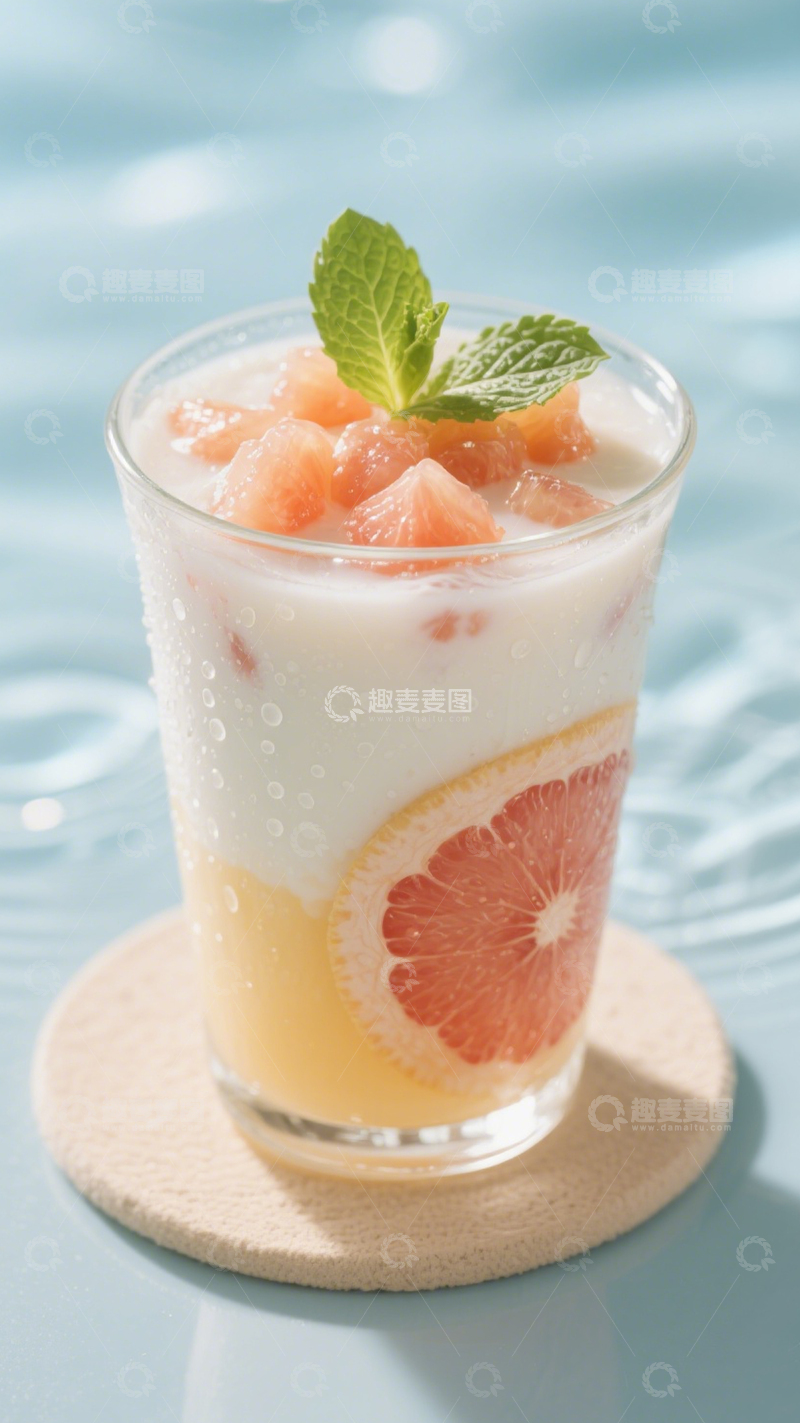 高清大图下载【趣麦麦图】西柚酸奶清爽饮2