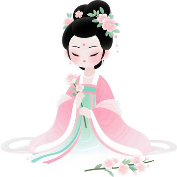 唐代古风仕女卡通人物56