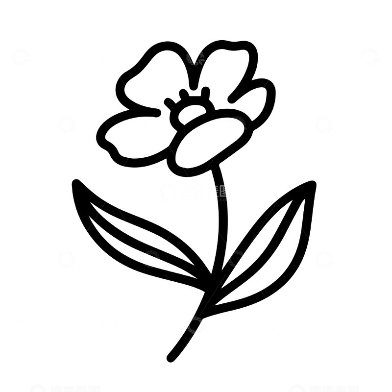 简约线条花朵简笔画
