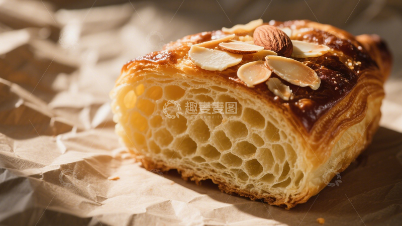 高清大图下载【趣麦麦图】杏仁可颂烘焙美食1