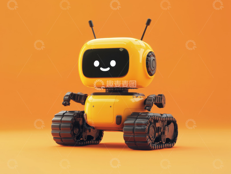 高清大图下载【趣麦麦图】欢快的卡通机器人AI插画摄影照片高清图片