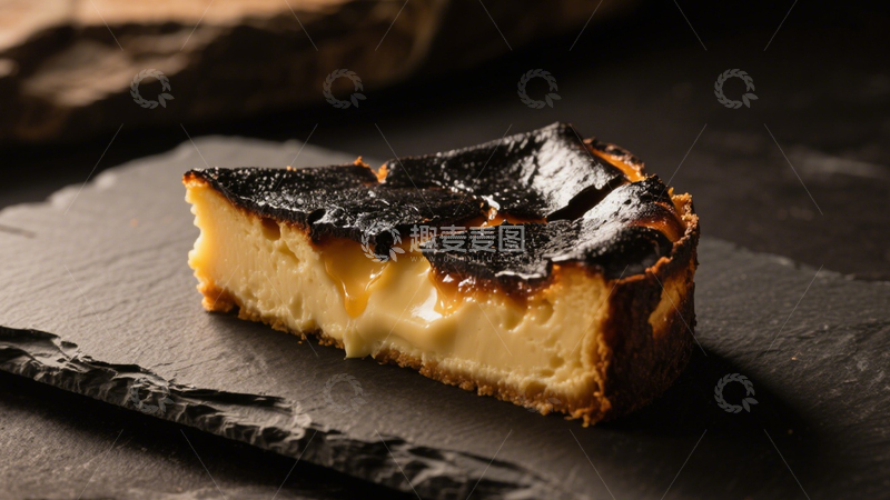 高清大图下载【趣麦麦图】焦香巴斯克芝士蛋糕1