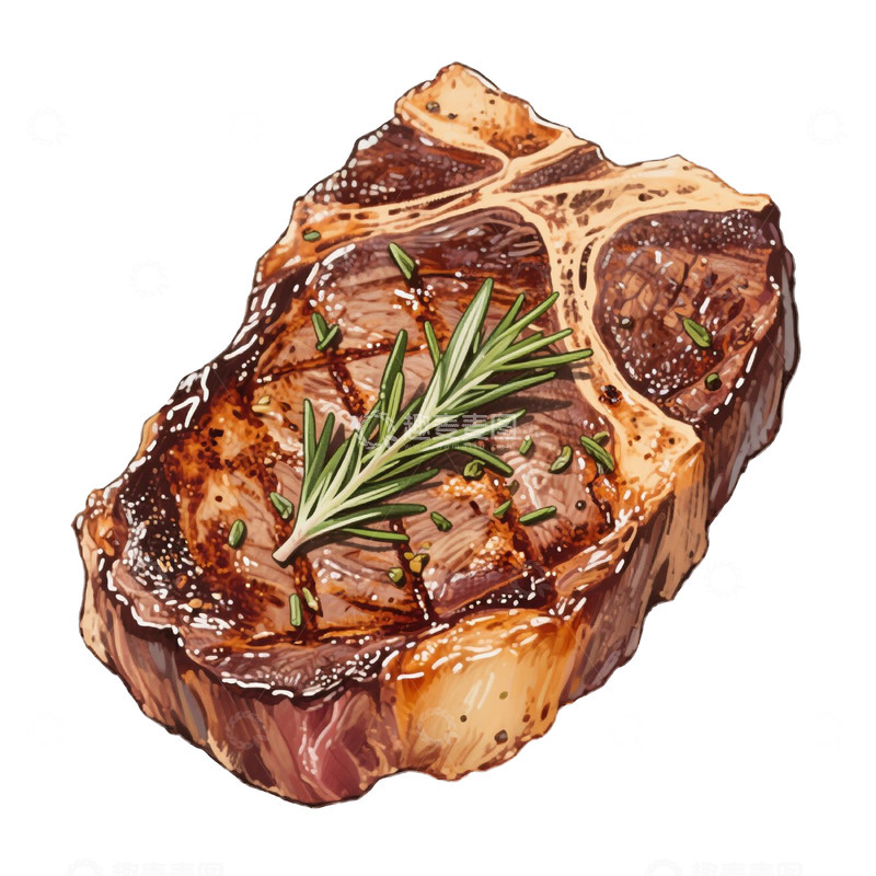 高清大图下载【趣麦麦图】手绘牛排免扣素材
