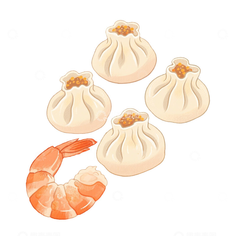 高清大图下载【趣麦麦图】手绘小笼包免扣素材