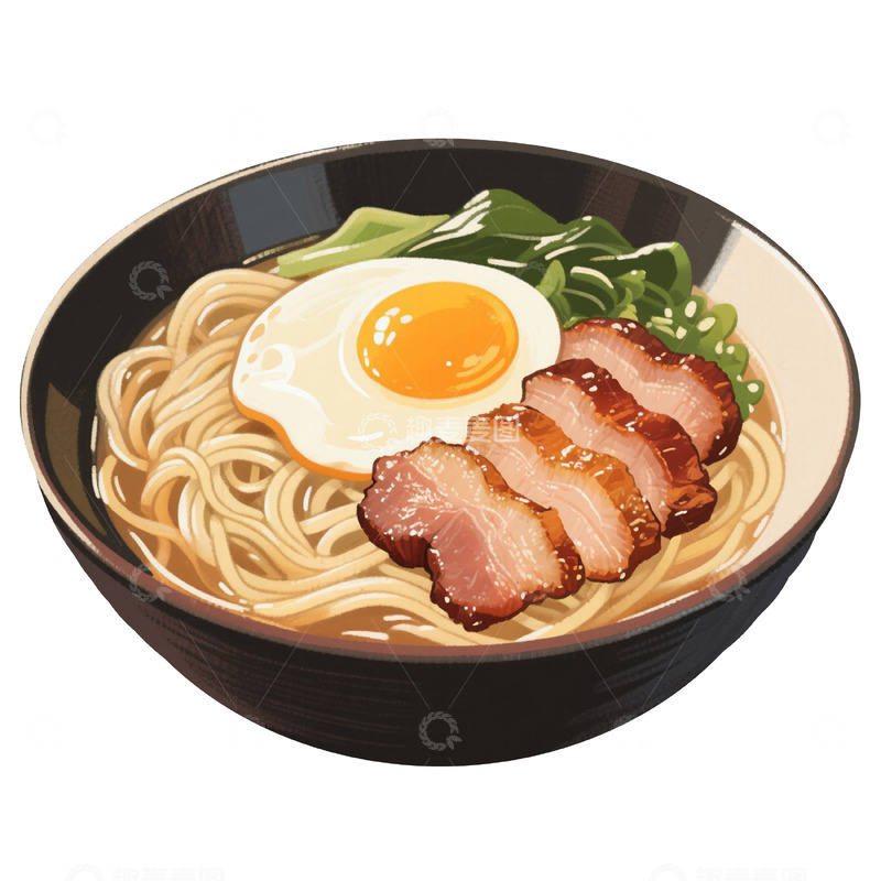 高清大图下载【趣麦麦图】手绘拉面免扣素材