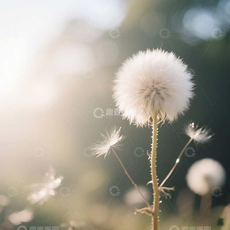 高清大图下载【趣麦麦图】阳光下的治愈蒲公英
