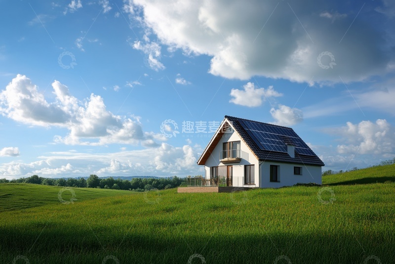 高清大图下载【趣麦麦图】绿色田野里的独栋住宅