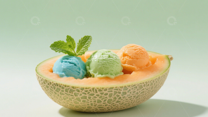 高清大图下载【趣麦麦图】彩色哈密瓜冰淇淋2