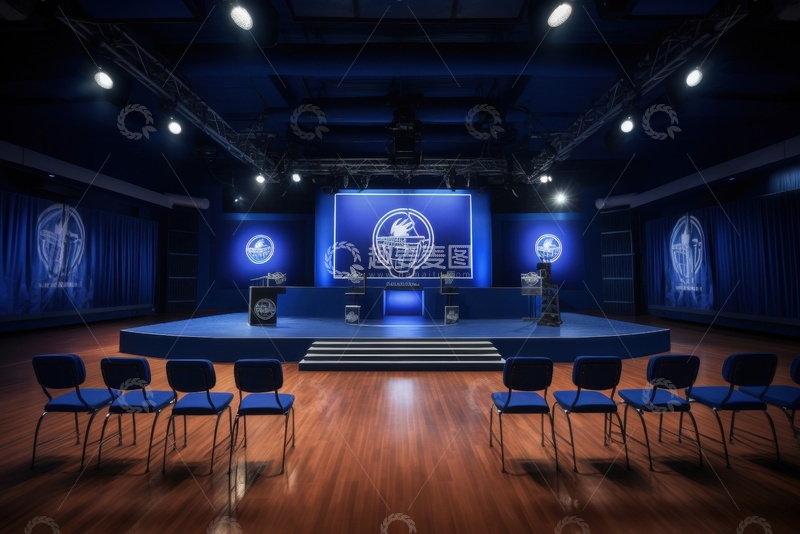 高清大图下载【趣麦麦图】蓝色主调的演讲厅