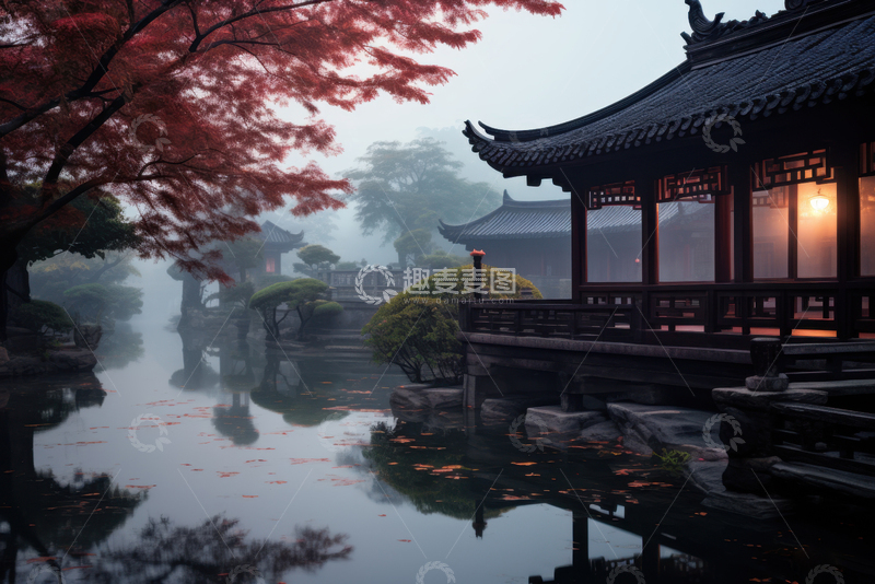 高清大图下载【趣麦麦图】中式园林古建筑风景