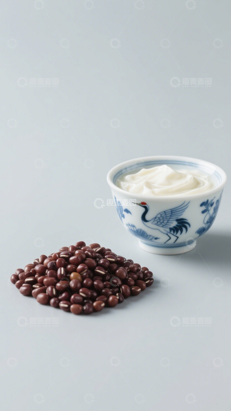 高清大图下载【趣麦麦图】传统健康红豆酸奶4