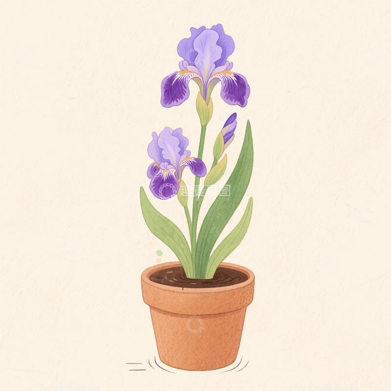 卡通水彩手绘鸢尾花素材1