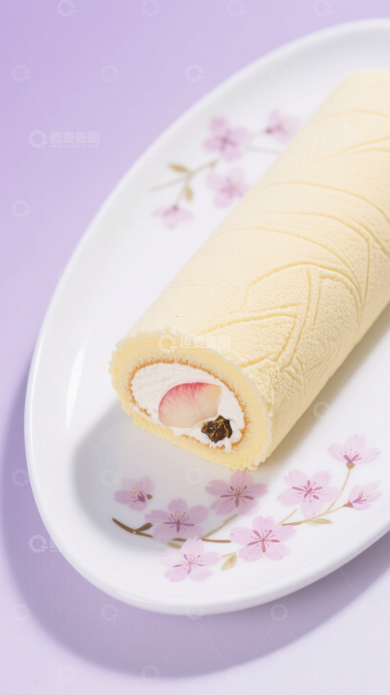 高清大图下载【趣麦麦图】桃子奶油蛋糕卷4