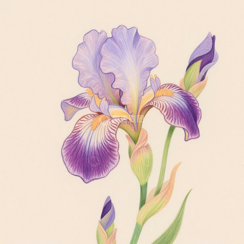 卡通水彩手绘鸢尾花素材2