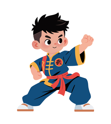 少儿武术卡通插画矢量武术插画