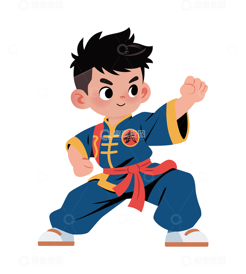 少儿武术卡通插画矢量武术插画