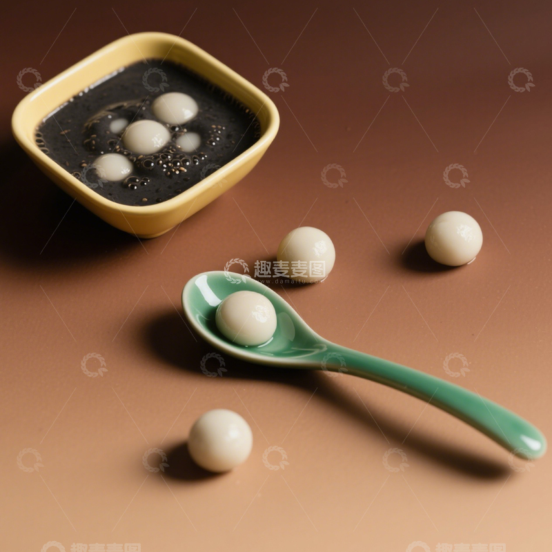 高清大图下载【趣麦麦图】中式黑芝麻汤圆1