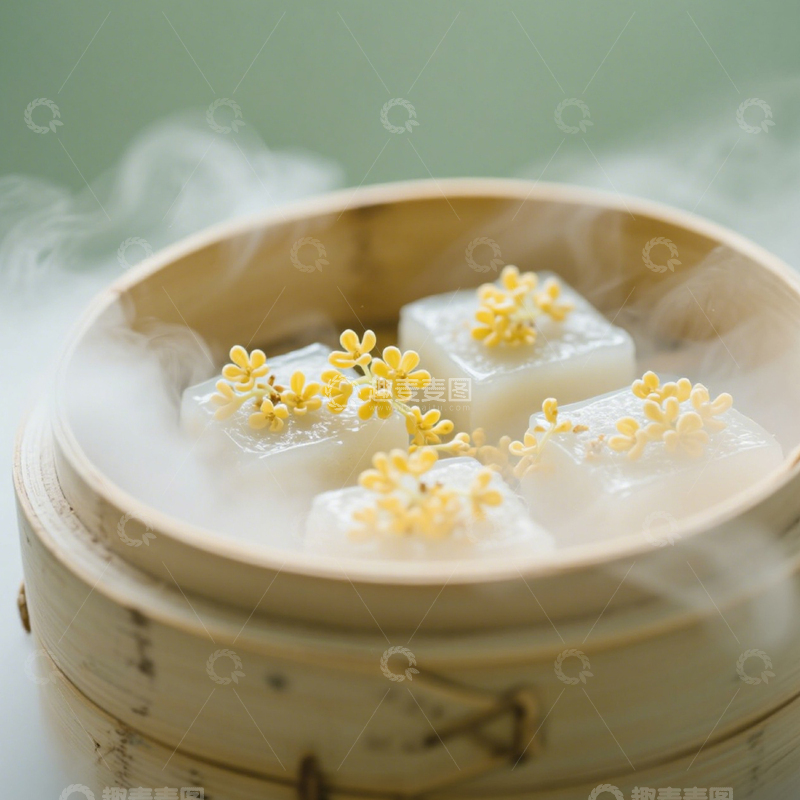 高清大图下载【趣麦麦图】中式桂花糕蒸笼1