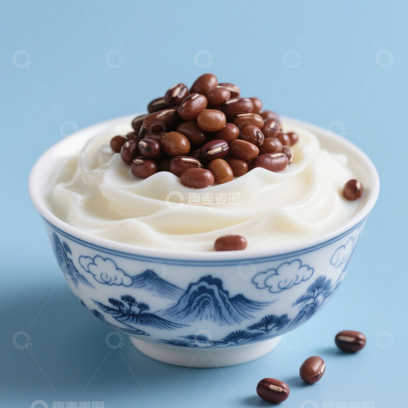 高清大图下载【趣麦麦图】传统健康红豆酸奶1