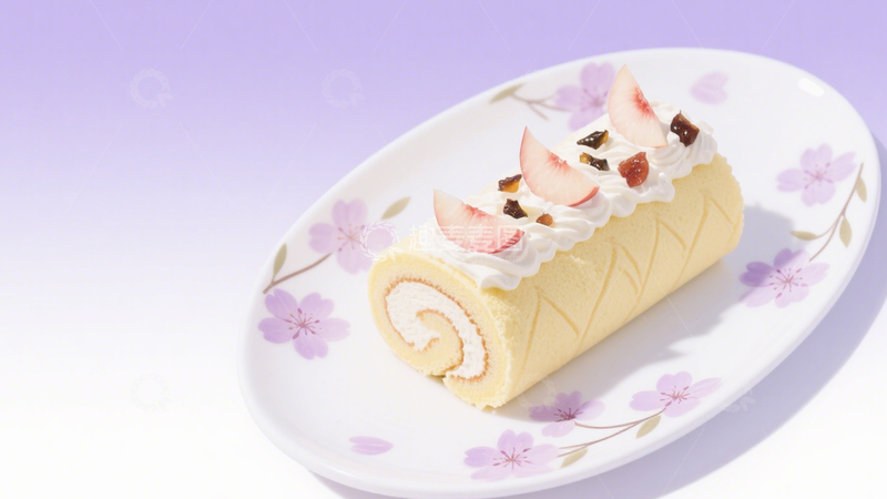高清大图下载【趣麦麦图】桃子奶油蛋糕卷2