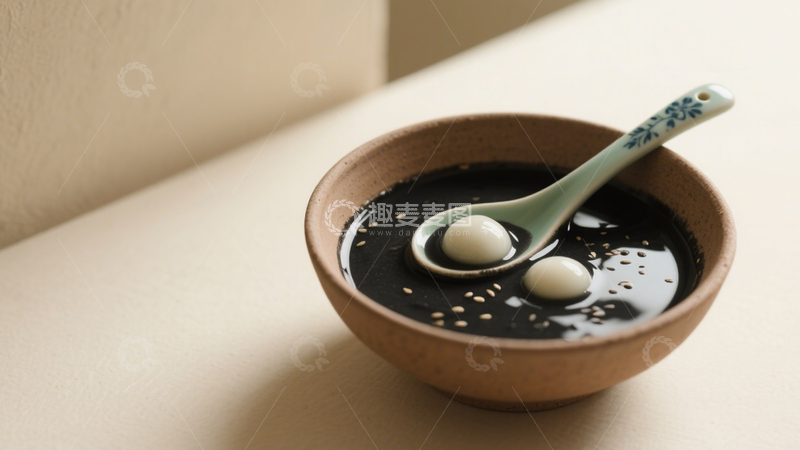 高清大图下载【趣麦麦图】中式黑芝麻汤圆2
