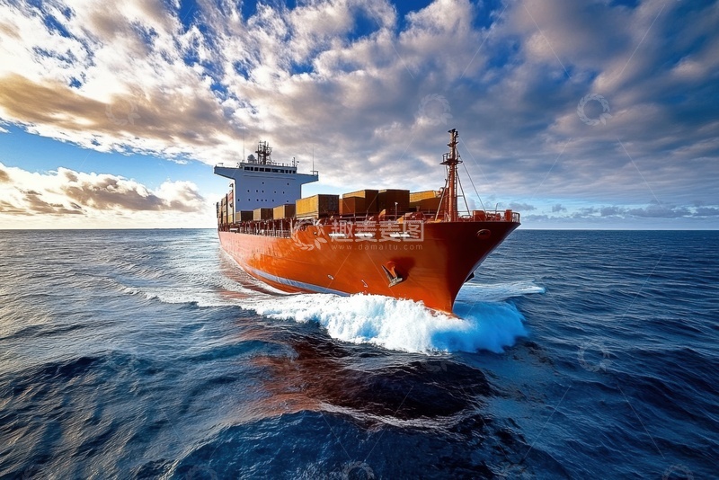 高清大图下载【趣麦麦图】集装箱船在海洋上运输
