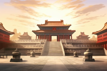 中式宫殿建筑角楼