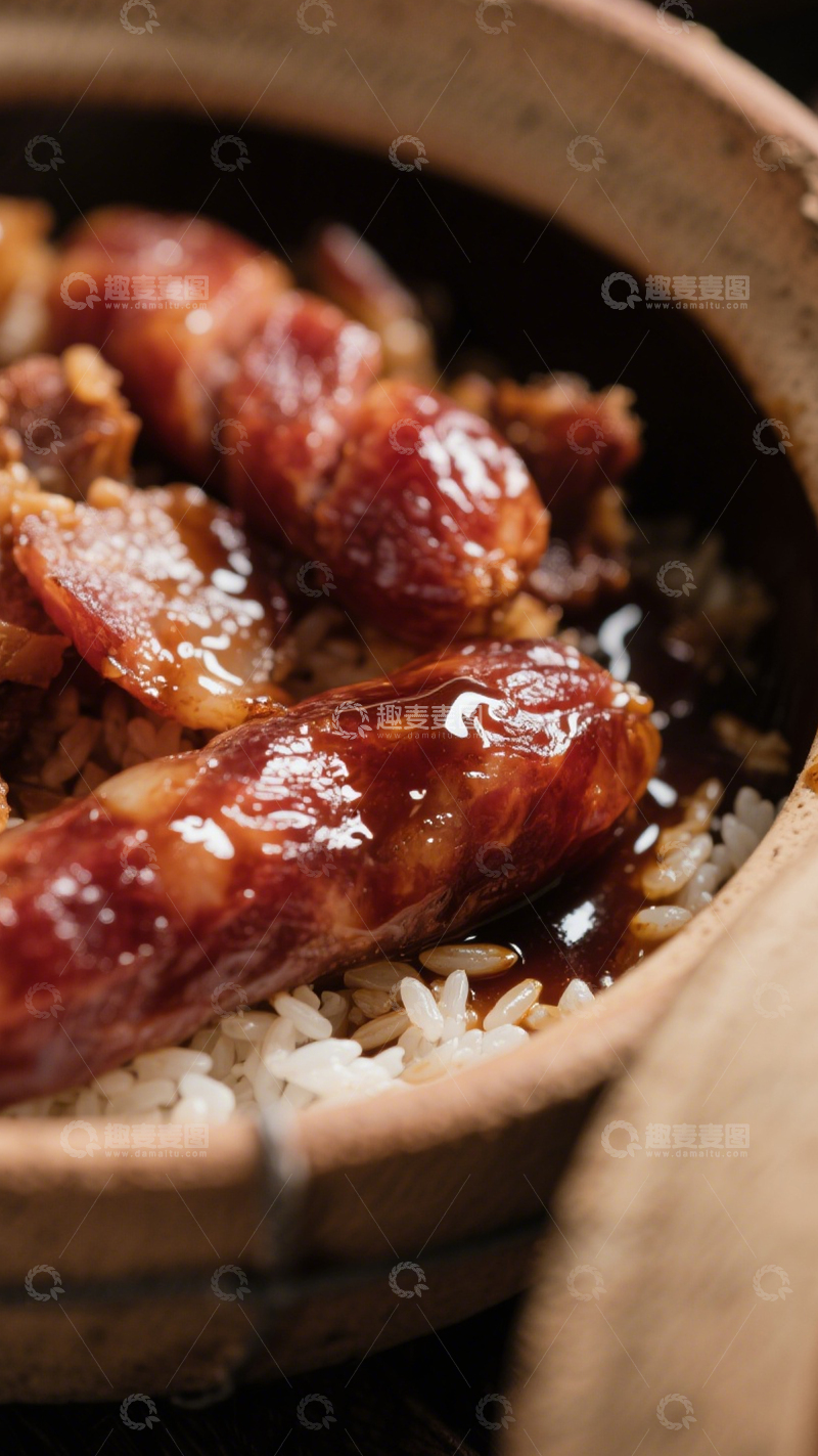 高清大图下载【趣麦麦图】腊肠砂锅煲仔饭2