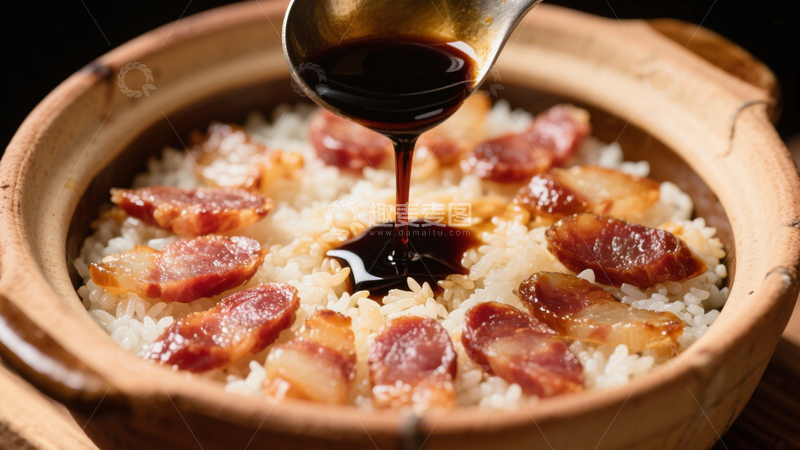 高清大图下载【趣麦麦图】腊肠砂锅煲仔饭4