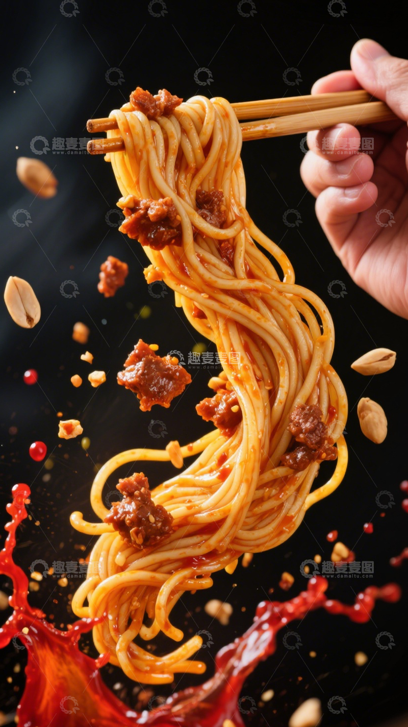 高清大图下载【趣麦麦图】肉酱香辣拌面2