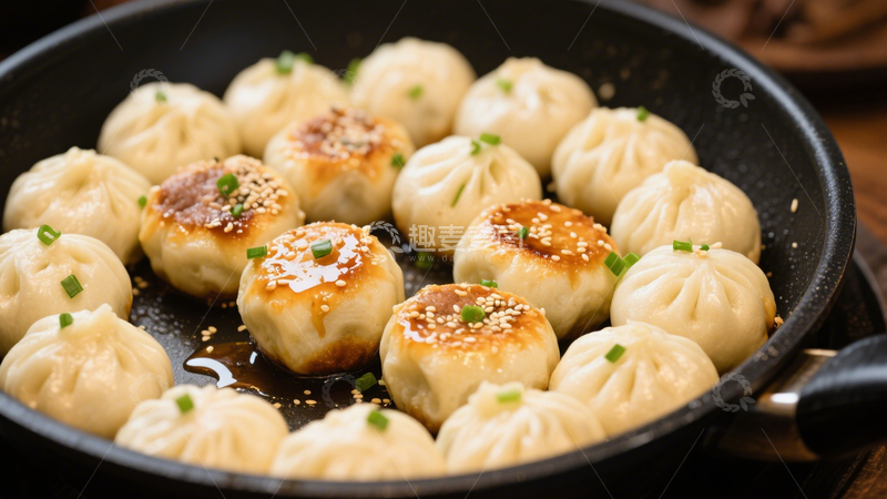 高清大图下载【趣麦麦图】香脆肉馅生煎包3