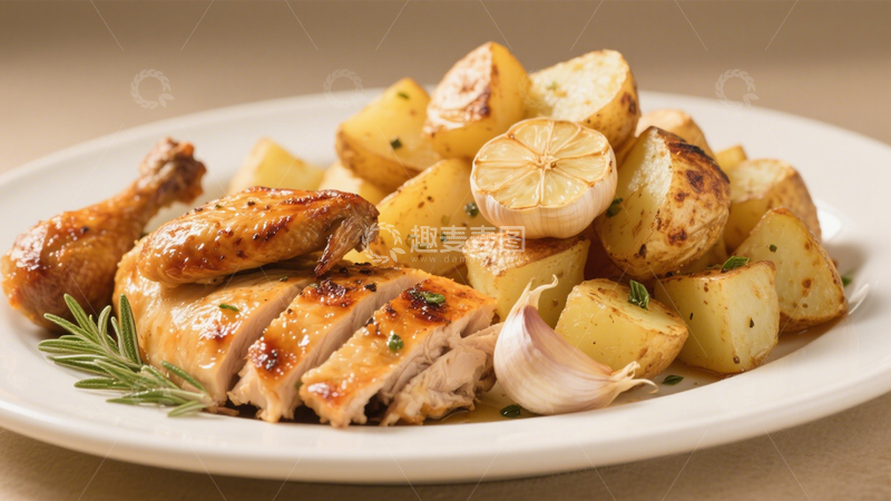高清大图下载【趣麦麦图】迷迭香烤鸡配土豆3