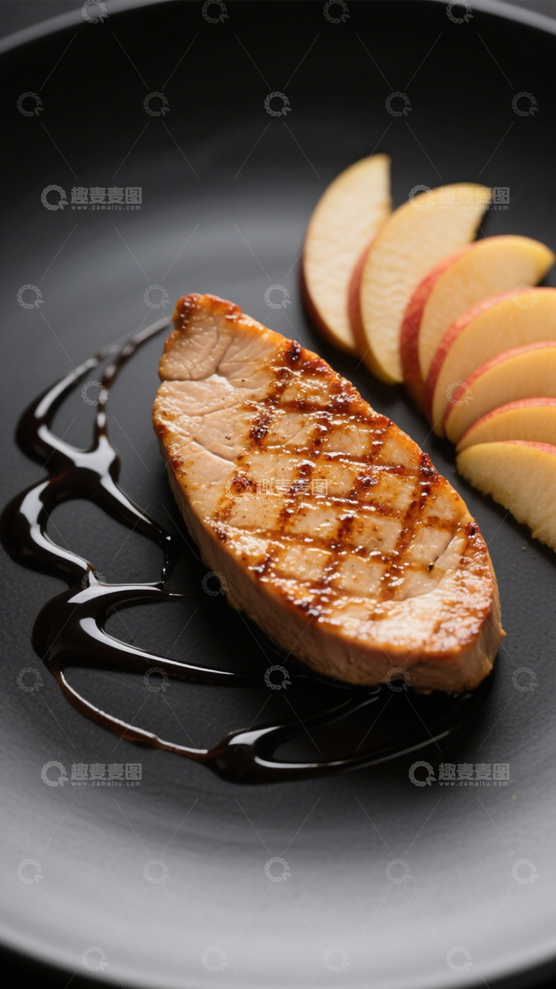 高清大图下载【趣麦麦图】香煎苹果配猪排2