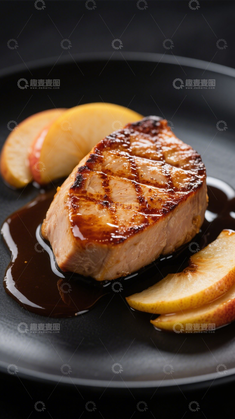 高清大图下载【趣麦麦图】香煎苹果配猪排1