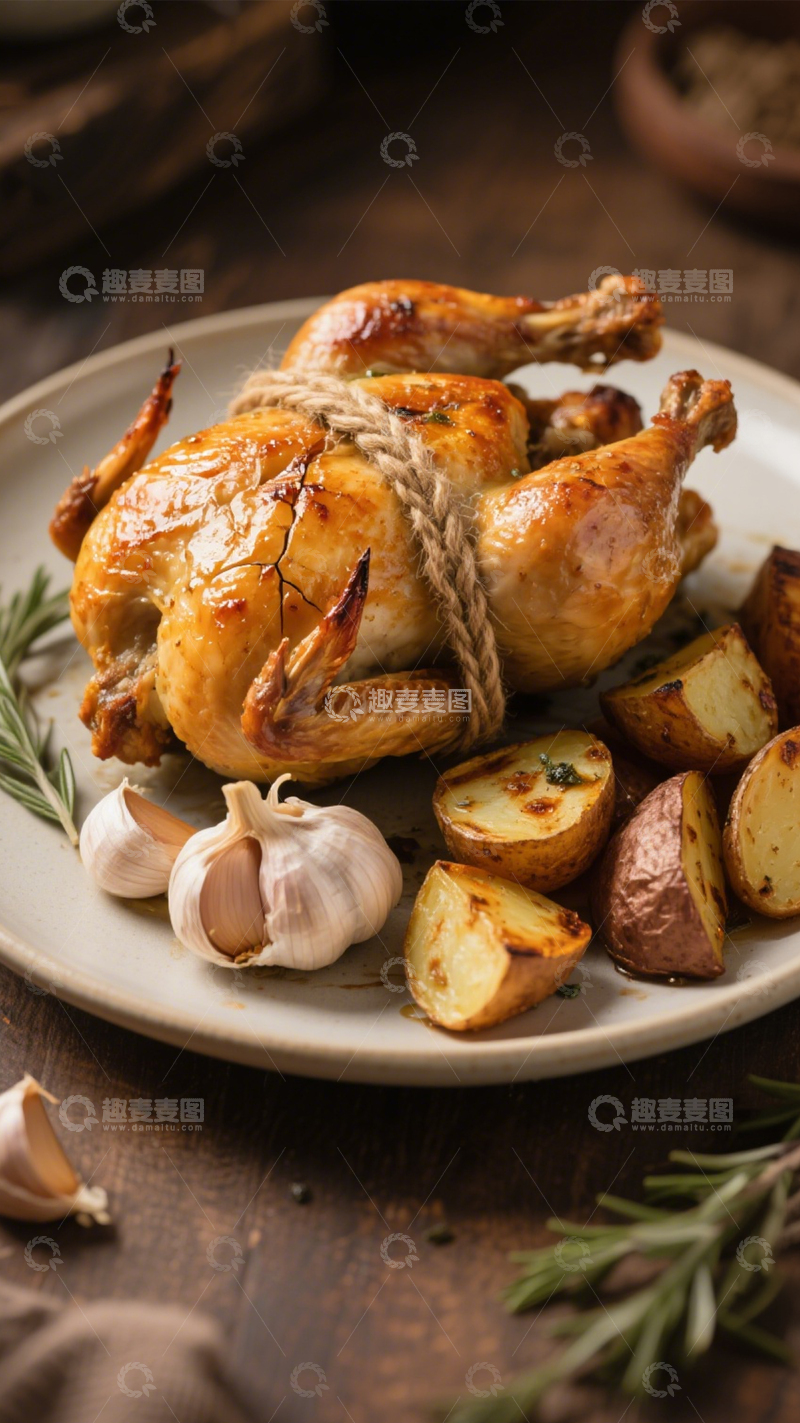 高清大图下载【趣麦麦图】迷迭香烤鸡配土豆1