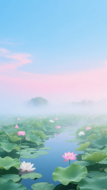 荷间晨雾夏日情1