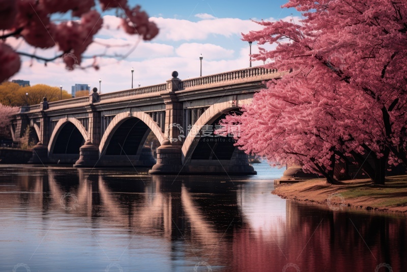 高清大图下载【趣麦麦图】河流上的石桥建筑