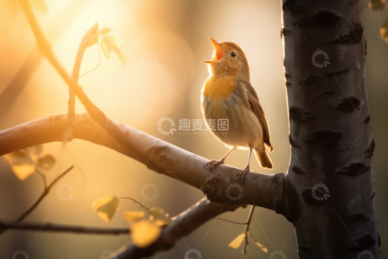 高清大图下载【趣麦麦图】站在树枝上的小鸟