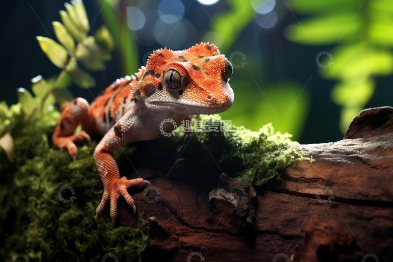 高清大图下载【趣麦麦图】趴在树干上的一只壁虎2