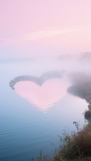 心形雾湖浪漫景1