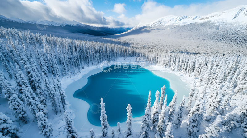 高清大图下载【趣麦麦图】冬季天池美景1