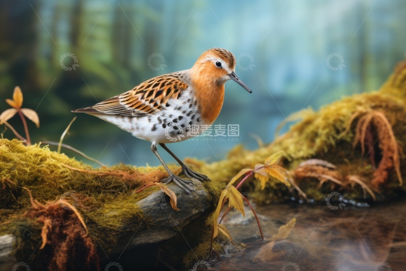 高清大图下载【趣麦麦图】湿地里的一只花毛鸟雀