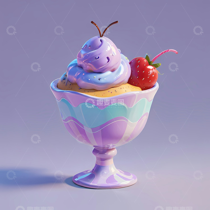 高清大图下载【趣麦麦图】淡彩色杯子中的奇幻甜品Ai插画海报背景图