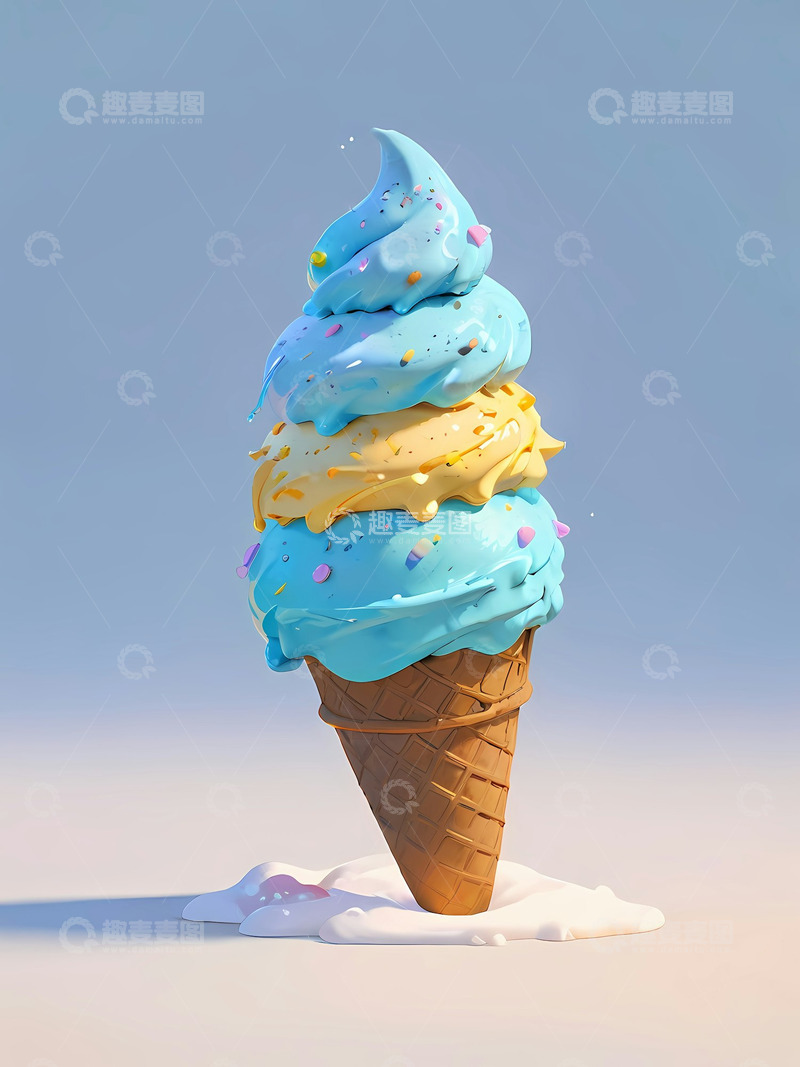 高清大图下载【趣麦麦图】彩色冰淇淋艺术Ai插画海报背景高清图片素