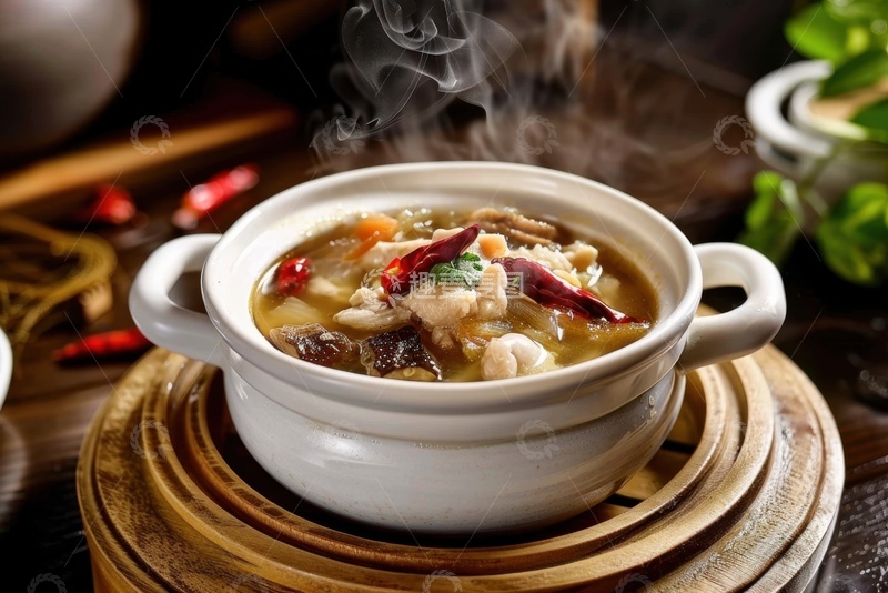 高清大图下载【趣麦麦图】一砂锅美味的炖鸡汤