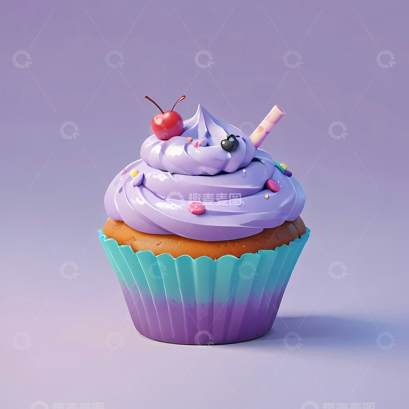 高清大图下载【趣麦麦图】奇幻纸杯蛋糕Ai插画海报背景高清图片素材