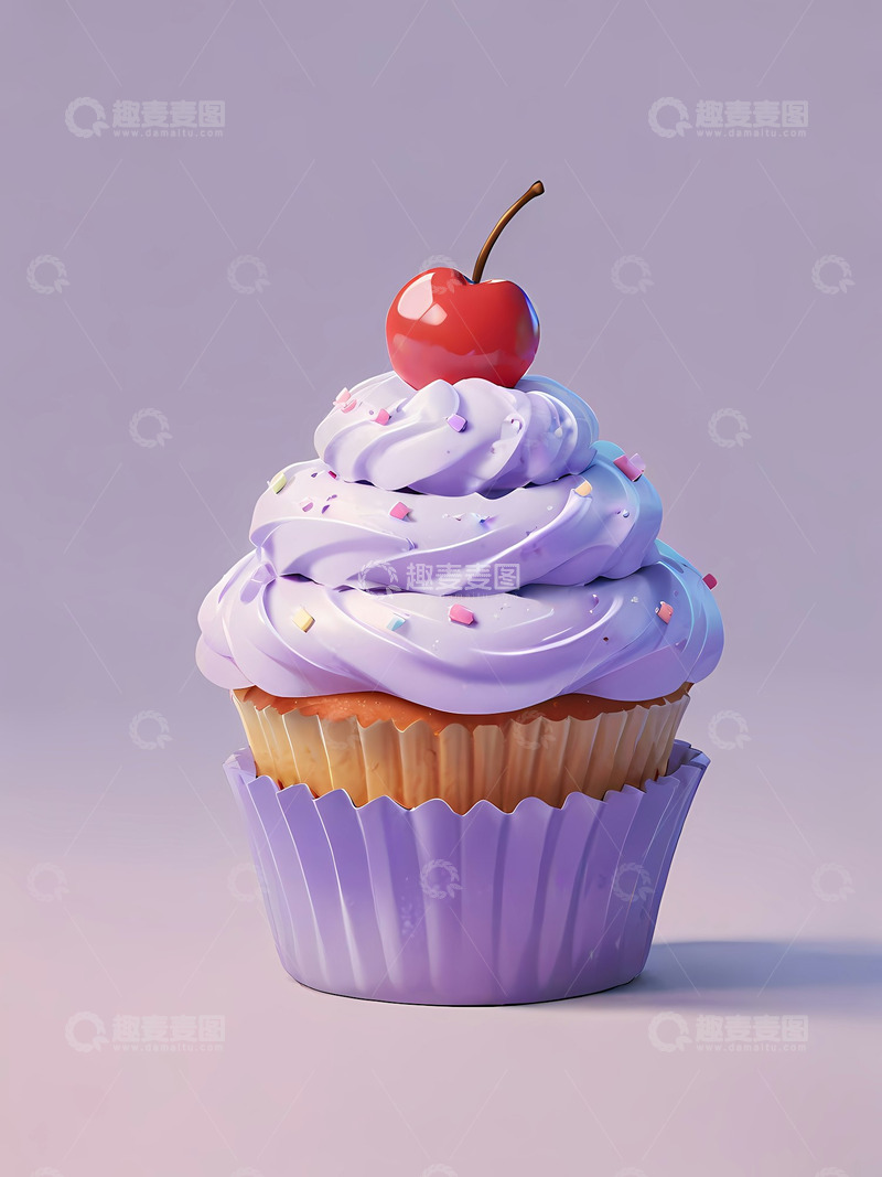 高清大图下载【趣麦麦图】薰衣草纸杯蛋糕美味Ai插画海报背景高清图