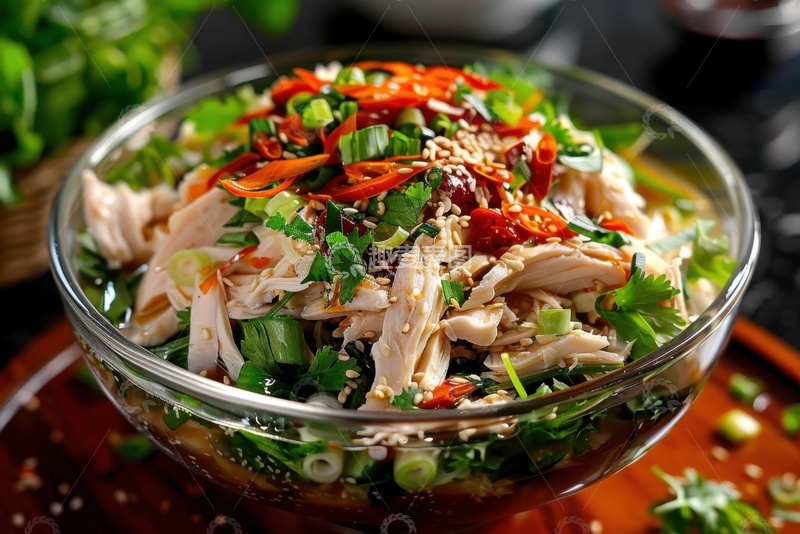 高清大图下载【趣麦麦图】凉拌鸡丝沙拉美食